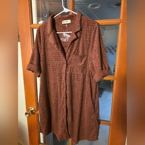 New In Terry Button Down Dress With Pockets NWT
